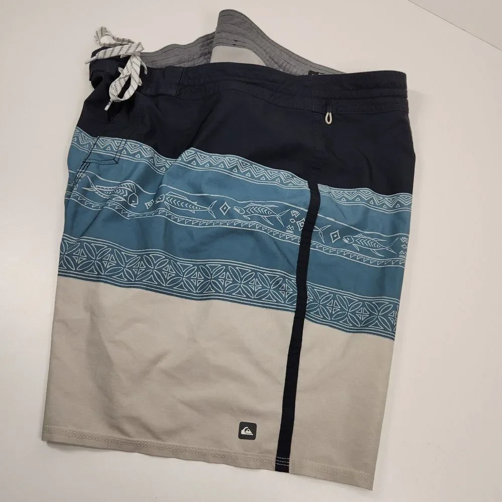 Quiksilver‎ Men's 38W Waterman Collection Board Shorts Blue Hawaiian